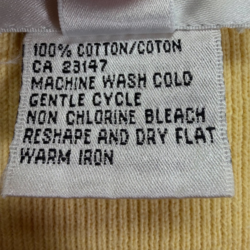 Talbots Ribbed Sweater Womens Medium Good Yellow 100% Cotton V-Neck 3/4 Sleeve - Picture 5 of 7